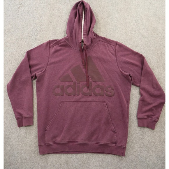 Adidas Sweatshirt Hoodie Mens Large Purple Pullover Hooded Pockets - Picture 1 of 16